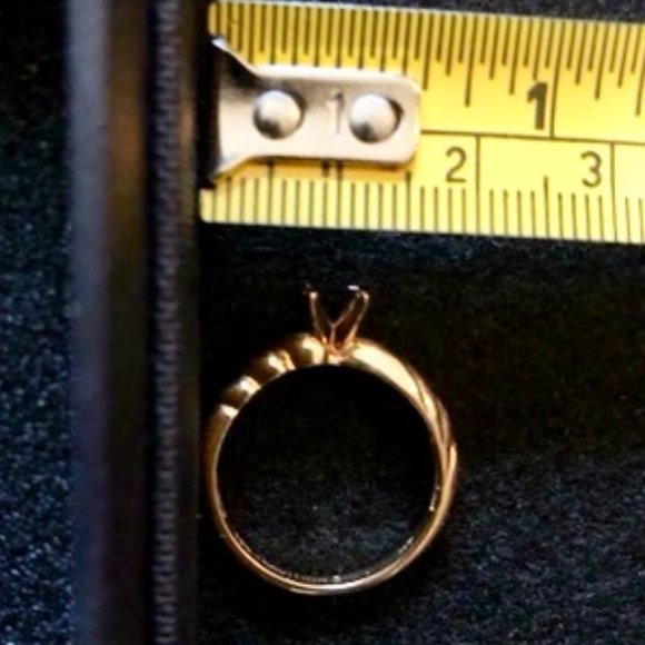 14K Yellow Gold Twisted Band Semi-Mount Ring - Picture 6 of 12